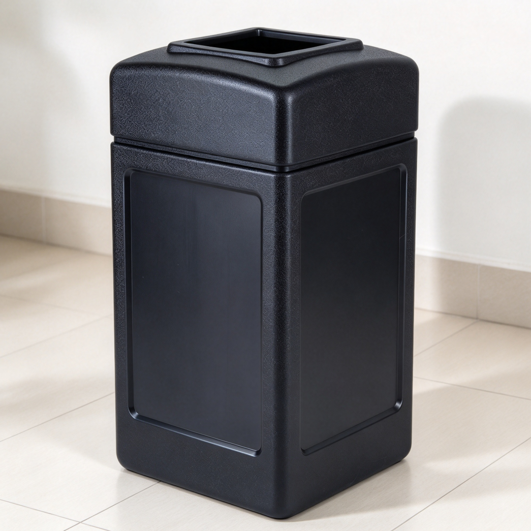 42-Gallon Black Open-Top Square Indoor/Outdoor Waste Bin - Image 2