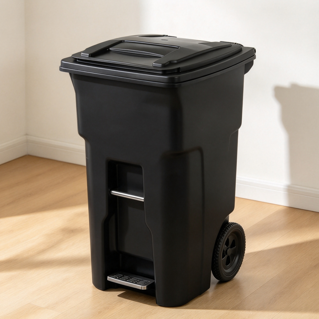 96-Gallon Rolling Outdoor Trash Can with Lid - Image 2