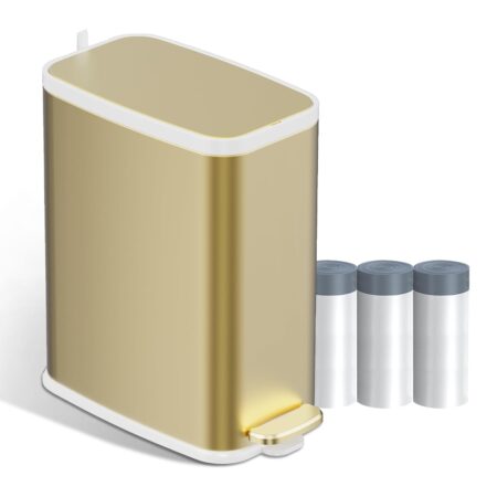 1.6-Gallon Champagne Gold Slim Step Bathroom Trash Can