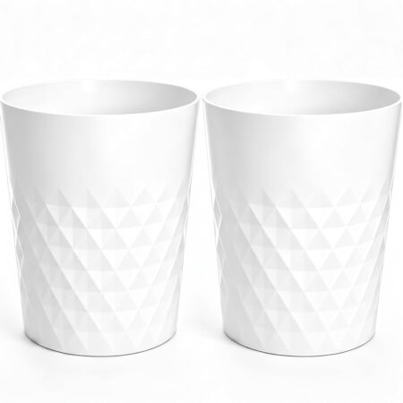 2-Pack Small White Plastic Bathroom Trash Can