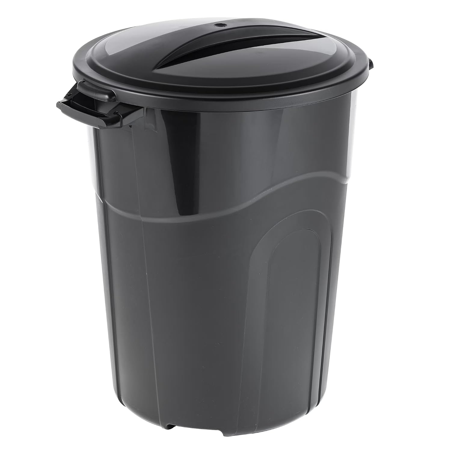 32-Gallon Heavy-Duty Black Plastic Garbage Can with Lid - Image 2