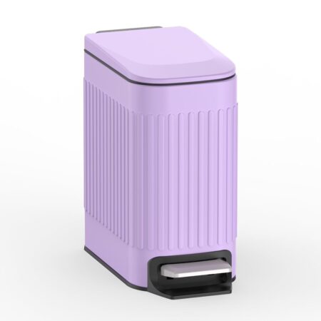 1.6-Gallon Slim Purple Bathroom Trash Can with Soft-Close Lid and Pedal