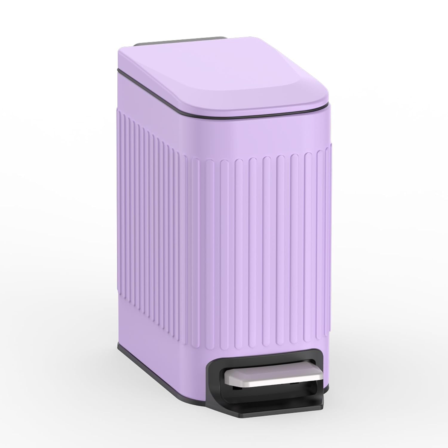 1.6-Gallon Slim Purple Bathroom Trash Can with Soft-Close Lid and Pedal