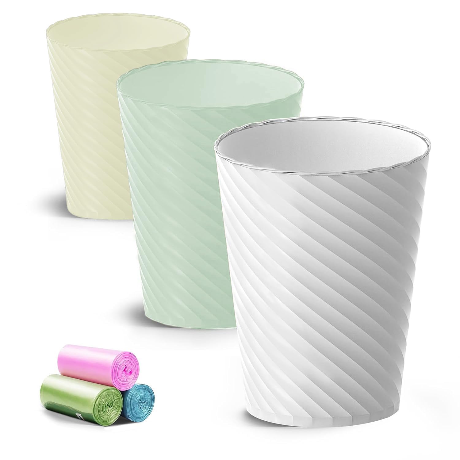 3-Pack 1.8-Gallon Small Bathroom Trash Can with Bags