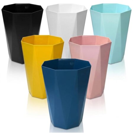 6-Piece 2.6-Gallon Plastic Wastebasket Set, 10L, 6 Colors