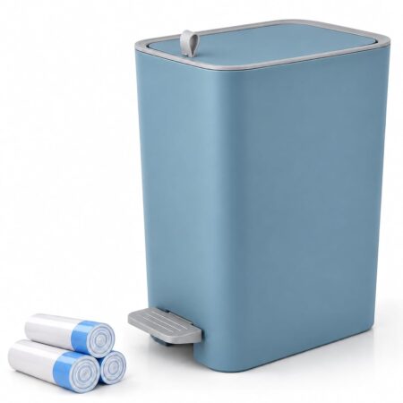2.1-Gallon Blue Slim Step Bathroom Trash Can with Lid