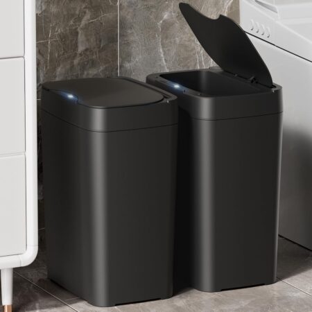 2-Pack 2.7-Gallon Black Automatic Touchless Bathroom Trash Can