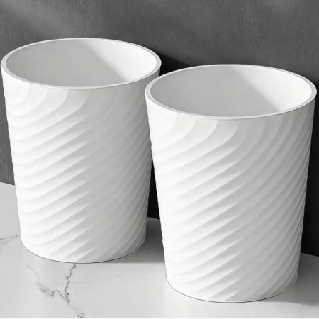 2-Pack 1.8-Gallon White Small Bathroom Trash Can