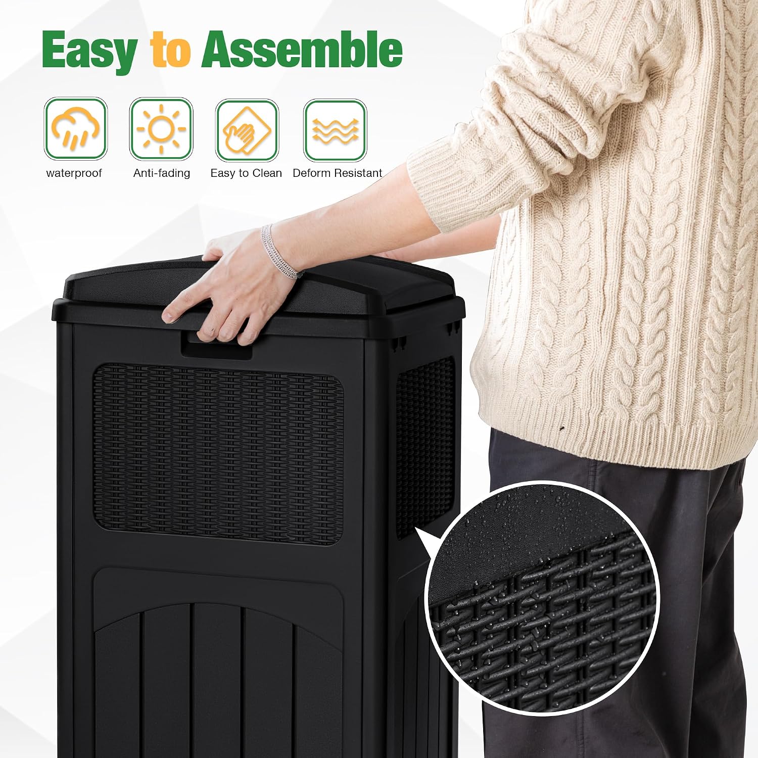 30-Gallon Resin Outdoor Trash Can with Lid - Image 2