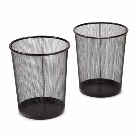 2-Pack 6-Gallon Black Steel Mesh Trash and Recycling Bin